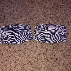 zebra print strapless bikini top